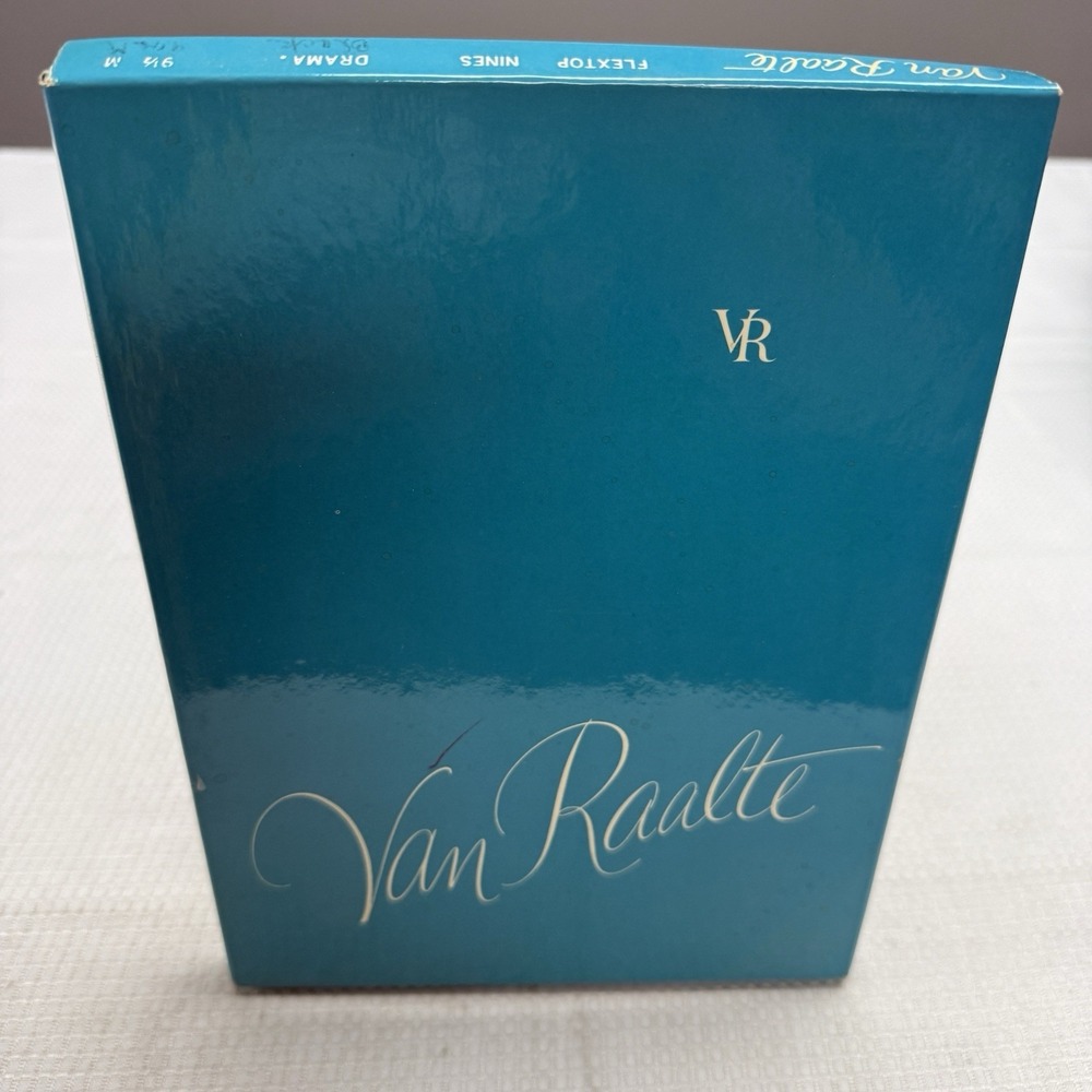 Vtg 50s VAN RAALTE Flextop Nines Drama 9.5 Nylon Hose Stockings Seam New Box